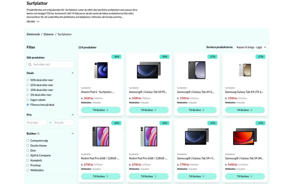Hitta surfplattor på Dealon