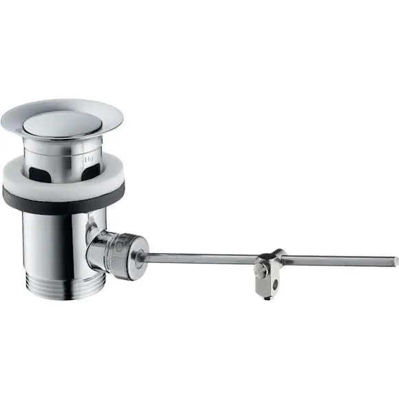 Alternativ bild 0 för 1 1/4 Hansgrohe bottenventil i krom för drift via lyftstång och diskbänk med överlopp