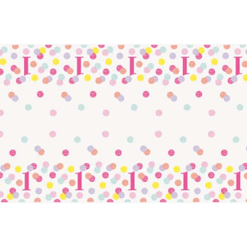 Alternativ bild 0 för 1-årskalas duk Rosa Prickar 137 x 213 cm