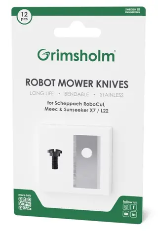 Produktfoto för 12-pack gräsklipparknivar till Scheppach RoboCut L500/XL600/XXL900, Sunseeker X7/L22, Meec