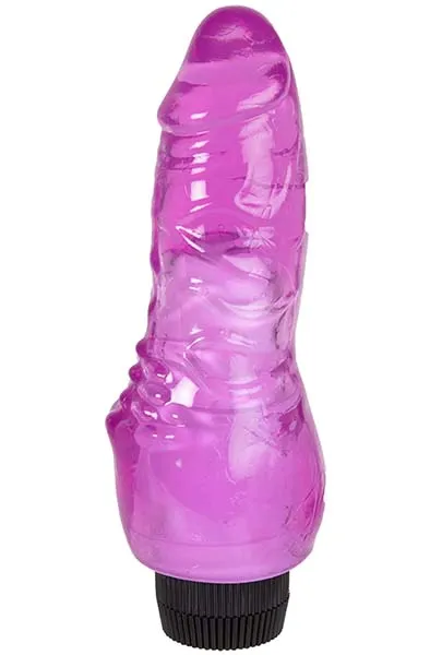 Bild 1 för 18cm Realistic Vibrating Dong with Clitoris Stimulation - Lila