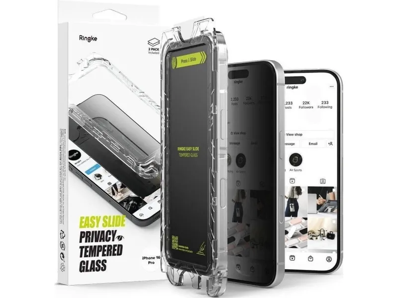 Alternativ bild 0 för [2-Pack] Ringke iPhone 16 Pro Härdat glas Skärmskydd Privacy Easy Slide