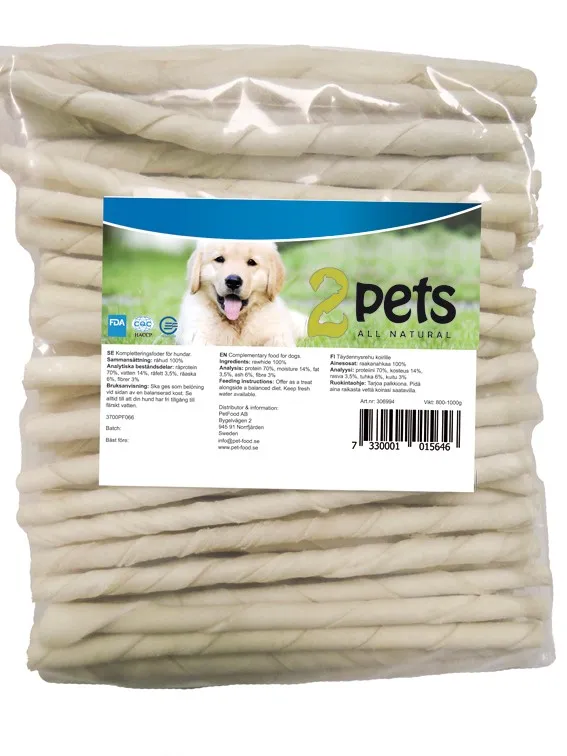 Alternativ bild 0 för 2pets Tuggpinne vriden vit 12 cm/9-10 mm 100-pack