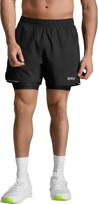 Produktfoto för 2XU Aero Mesh 2-In-1 5 Inch Shorts Black/Silver Reflective
