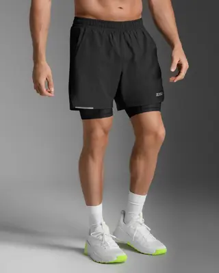Produktfoto för 2XU Aero Mesh 2-In-1 5 Inch Shorts Black/Silver Reflective