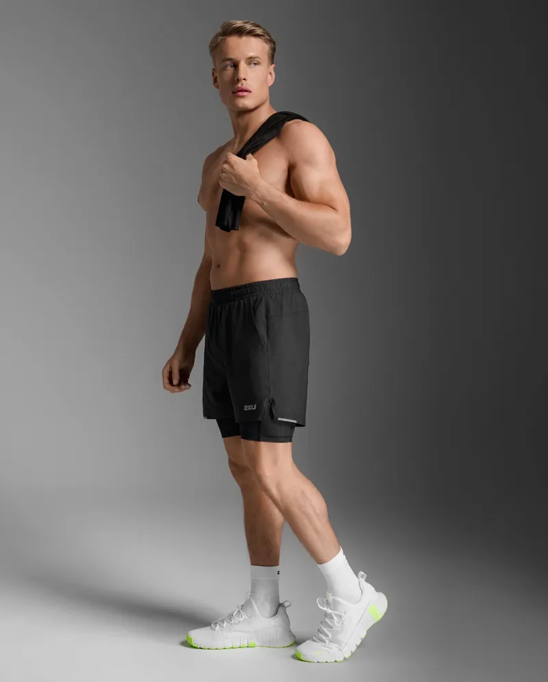 Bild 4 för 2XU Aero Mesh 2-In-1 5 Inch Shorts Black/Silver Reflective