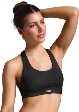 Produktfoto för 2XU Aero Mesh Medium Impact Bra Black/Silver Reflective