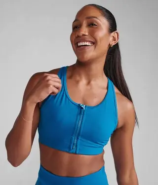 Produktfoto för 2XU Motion Zip Bra Seaport/White