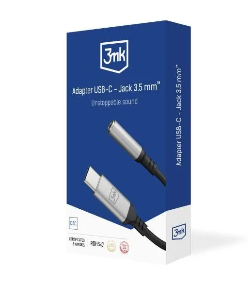 Alternativ bild 0 för 3mk USB-C Till Jack Adapter (3.5mm) - Svart