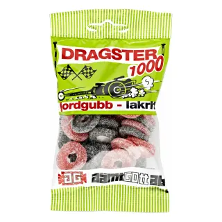 Produktfoto för 3st - Dragster Jordgubb Lakrits 65g