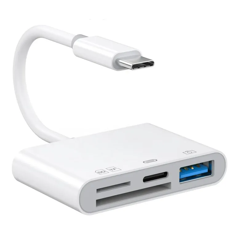 Alternativ bild 0 för 4-i-1 USB-C Adapter till USB-A / SD / TF / USB-C - Vit