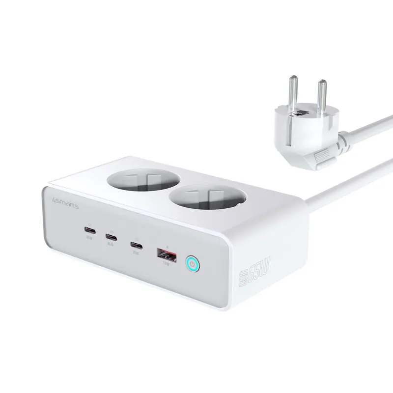 Alternativ bild 0 för 4Smarts Bordsladdare GaN 65W med 3x USB-C/1x USB-A/AC - Vit