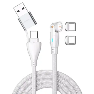 Produktfoto för 4Smarts GravityCord USB-C/A 540° magnetisk kabel 100W, 1,8m - Vit