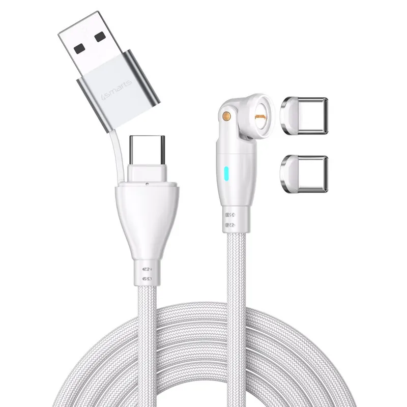 Alternativ bild 0 för 4Smarts GravityCord USB-C/A 540° magnetisk kabel 100W, 1,8m - Vit