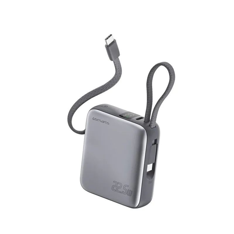 Alternativ bild 0 för 4Smarts Pocket Powerbank med Dubbla USB-C-kablar 10000 mAh 22.5 W – Space Grey