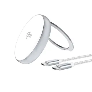 Produktfoto för 4Smarts Qi2 trådlös laddare med stativ - Silver/Vit