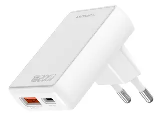 Produktfoto för 4Smarts Väggladdare FlatPlug Duos 20W GaN – USB-C/USB-A - Vit