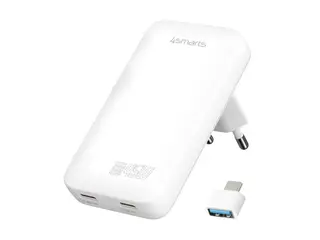 Produktfoto för 4smarts Väggladdare FlatPlug Slim Dual 45W GaN 2xUSB-C – Vit