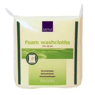 Produktfoto för ABENA Tvättlapp Skum Gul 19x19cm 100-pack