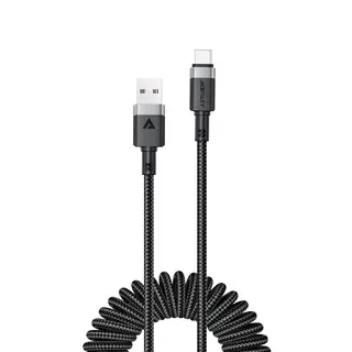Produktfoto för Acefast C14-04 USB-A till USB-C-kabel med fjädring 3A, 480 Mb/s, 1,2 m - Svart