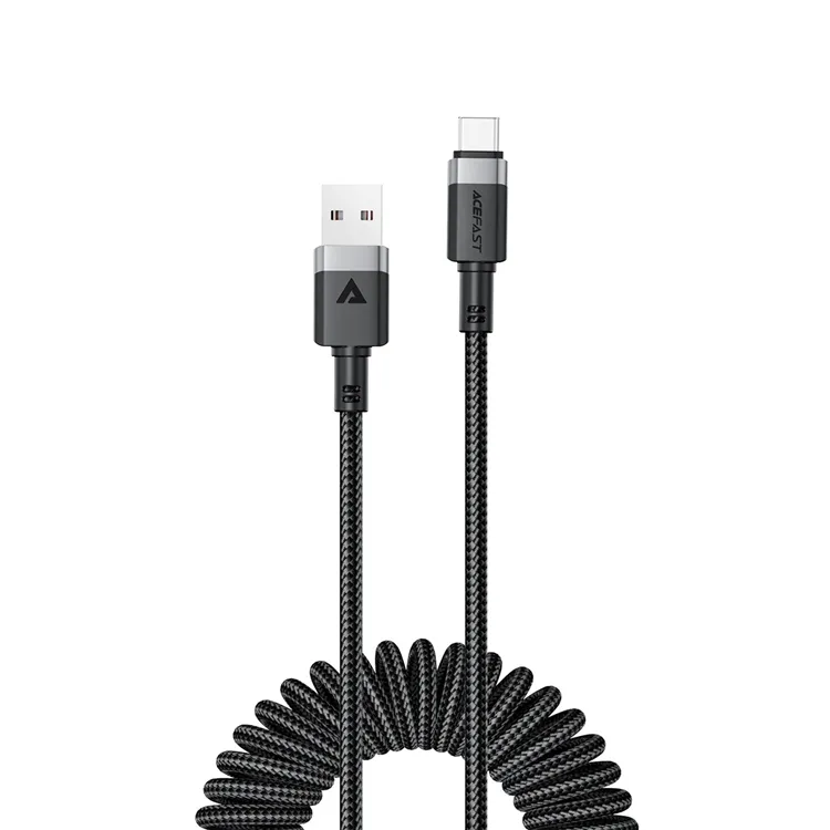 Alternativ bild 0 för Acefast C14-04 USB-A till USB-C-kabel med fjädring 3A, 480 Mb/s, 1,2 m - Svart