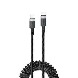 Produktfoto för Acefast C14-04 USB-C till USB-C-kabel med fjädring 3A, 480 Mb/s, 1,2 m - Svart