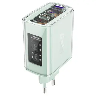 Produktfoto för Acefast laddare GaN 65W, 3 portar (1xUSB, 2xUSB-C) - Grön