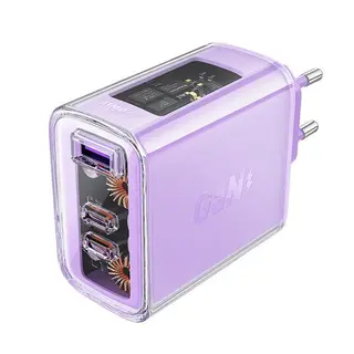 Produktfoto för Acefast laddare GaN 65W, 3 portar (1xUSB, 2xUSB-C) - Lila