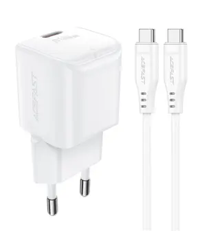 Produktfoto för Acefast Mini USB-C väggladdare, 30W, PD, GaN med USB-C-kabel - Vit