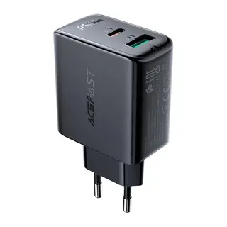 Produktfoto för Acefast väggladdare USB-C/ USB-A 32W, PPS, PD, QC 3,0, AFC, FCP - Svart