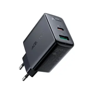 Produktfoto för Acefast väggladdare USB-C/ USB-A 32W, PPS, PD, QC 3,0, AFC, FCP - Svart
