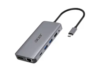 Produktfoto för Acer 12-i-1 Type-C-adapter - Dockningsstation - USB-C - 2 x HDMI, DP - GigE - Silver
