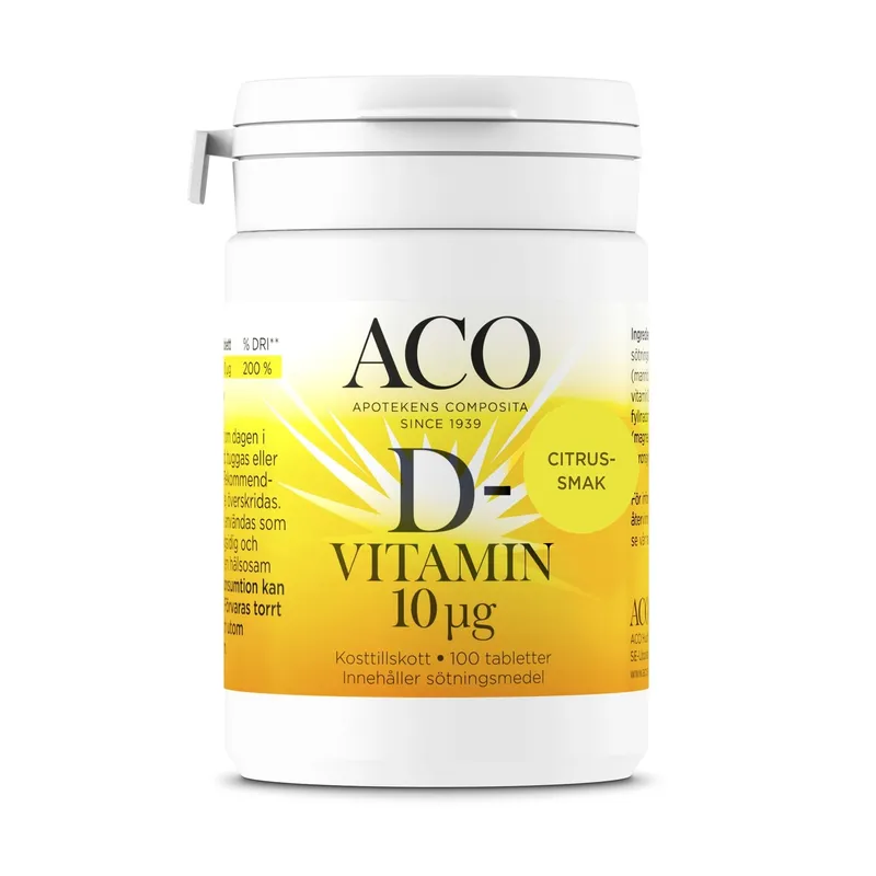 Bild 2 för ACO D-vitamin 10 UG Citrussmak 100 tabletter