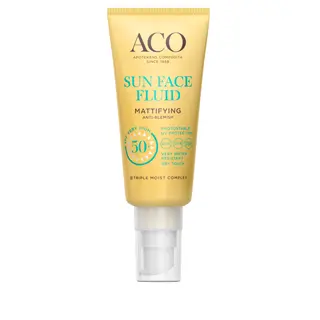 Produktfoto för ACO Sun Face Mattifying Fluid SPF50+ Parfymfri Solskydd Ansikte 40 ml