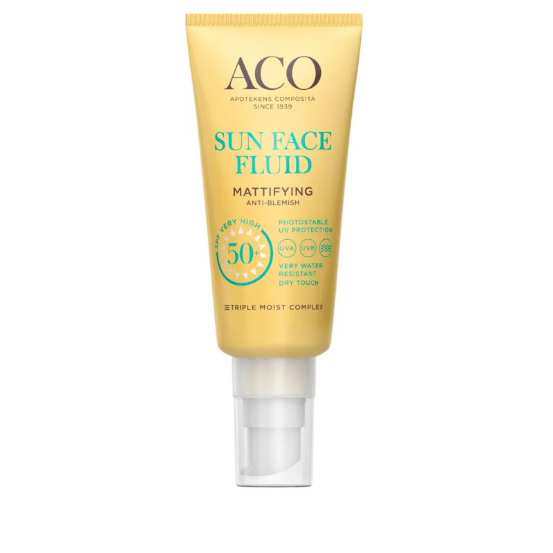 Bild 1 för ACO Sun Face Mattifying Fluid SPF50+ Parfymfri Solskydd Ansikte 40 ml