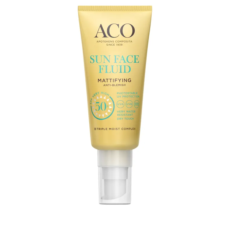 Bild 2 för ACO Sun Face Mattifying Fluid SPF50+ Parfymfri Solskydd Ansikte 40 ml