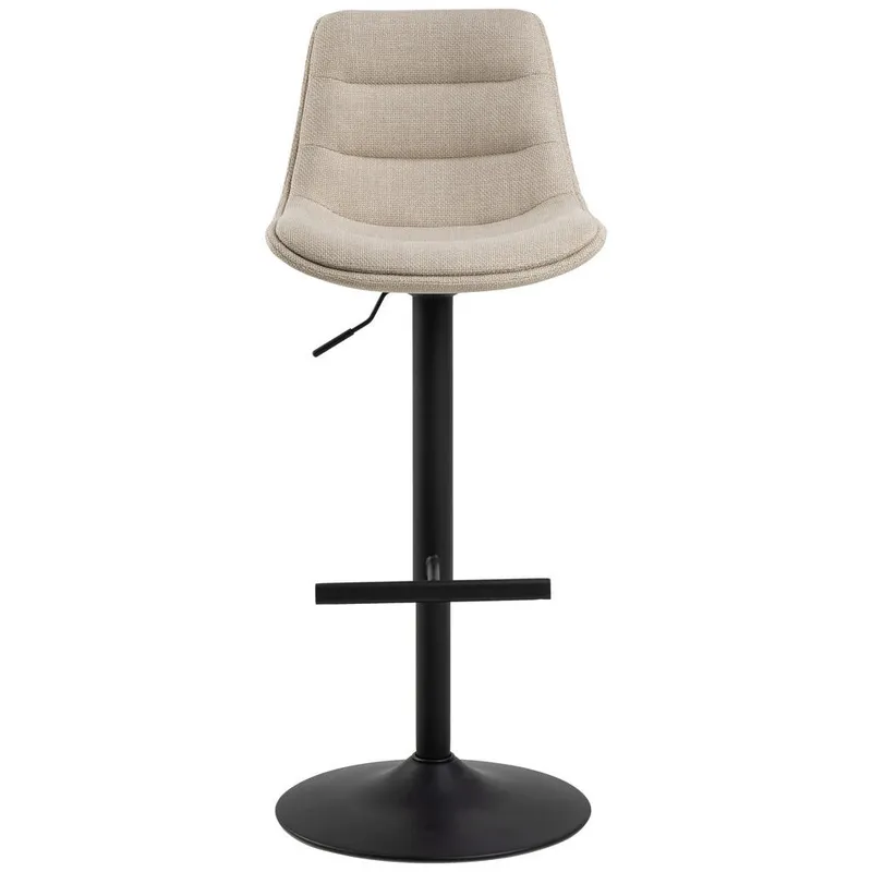 Bild 3 för ACT NORDIC Adisa barstol, med ryggst&ouml;d, fotst&ouml;d, snurrfunktion, gaspatron - beige tyg och svart st&aring;l
