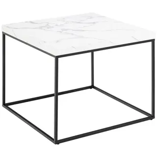 Produktfoto för ACT NORDIC Barossa soffbord, fyrkantigt - vitt papper Carrara marmorlook och svart st&aring;l (60x60)