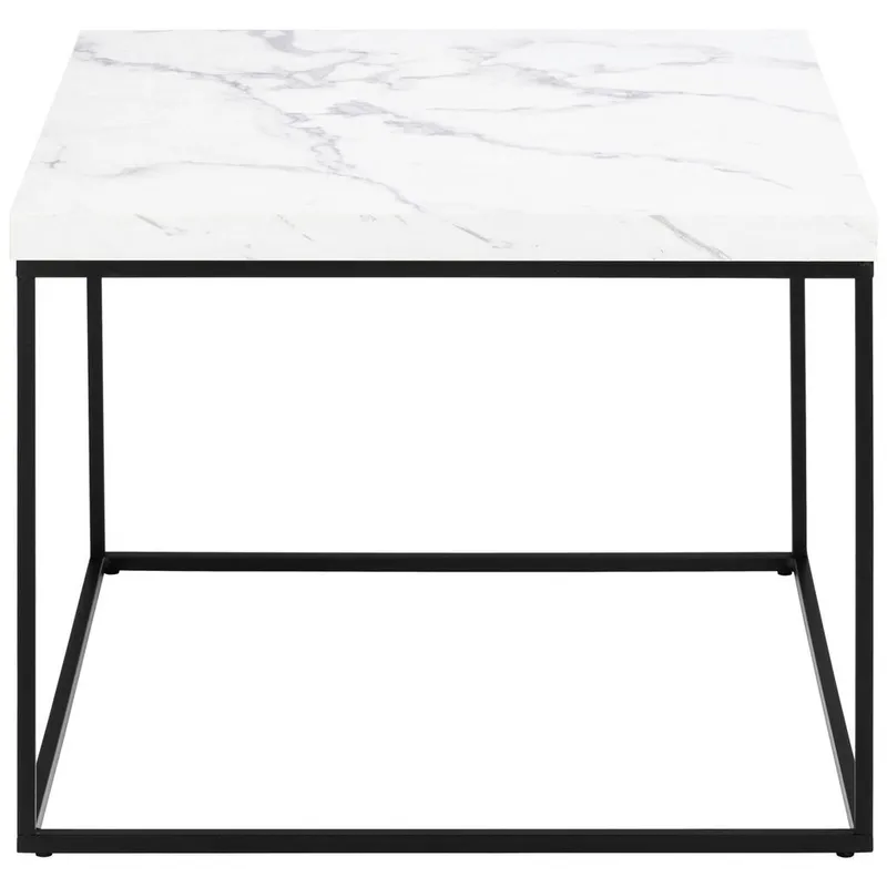 Bild 4 för ACT NORDIC Barossa soffbord, fyrkantigt - vitt papper Carrara marmorlook och svart st&aring;l (60x60)