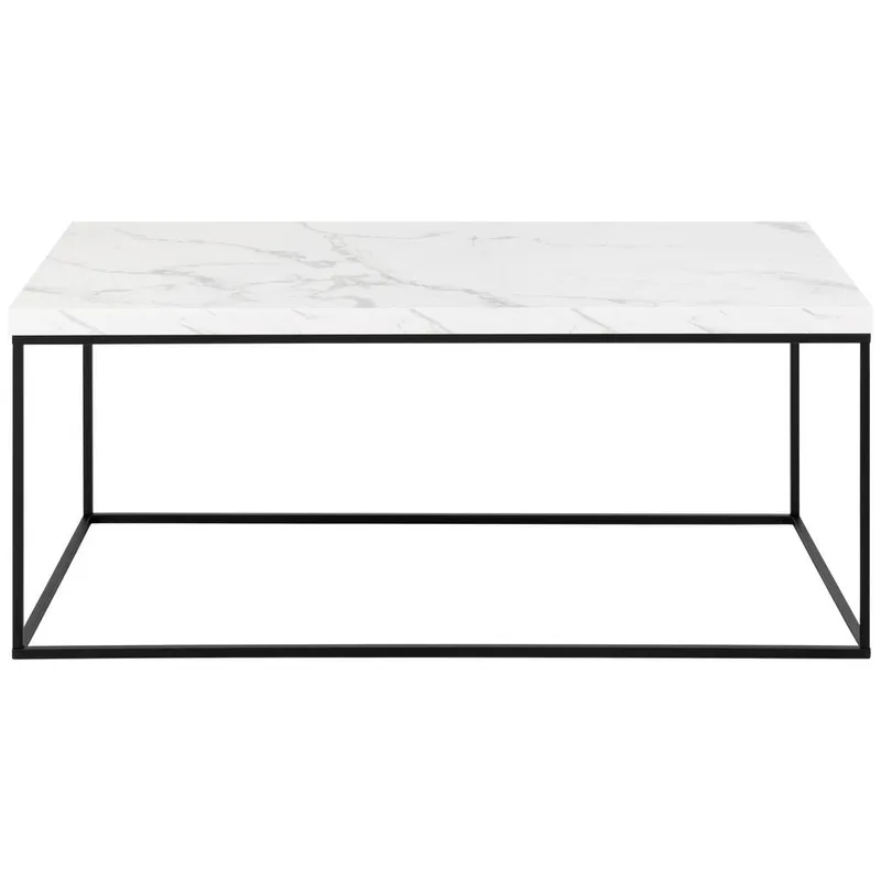 Bild 2 för ACT NORDIC Barossa soffbord, rektangul&auml;rt - vit marmor Carrara grov melamin och svart st&aring;l (110x55)