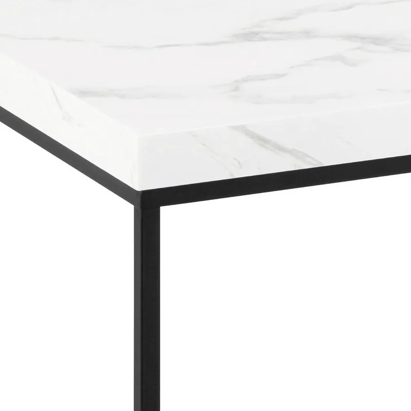 Bild 4 för ACT NORDIC Barossa soffbord, rektangul&auml;rt - vit marmor Carrara grov melamin och svart st&aring;l (110x55)