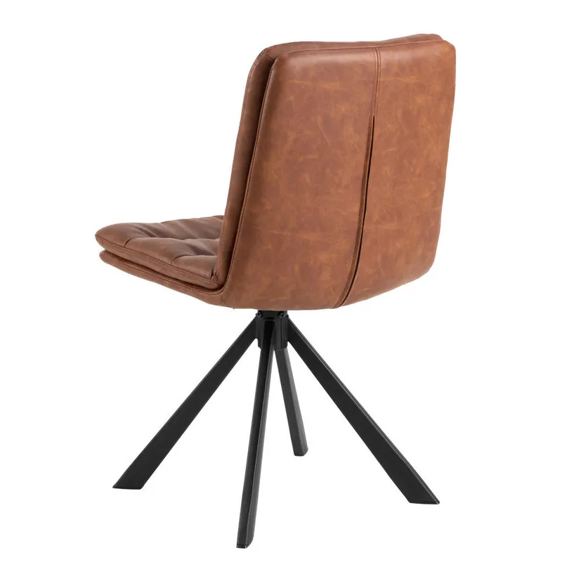 Bild 4 för ACT NORDIC Dean matstol, med snurrfunktion och s&ouml;mmar - cognac retro PU och svart st&aring;l