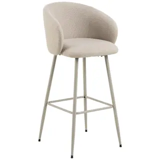 Produktfoto för ACT NORDIC Eleanor barstol, med ryggst&ouml;d, armst&ouml;d och fotst&ouml;d - beige tyg och gr&aring;tt st&aring;l