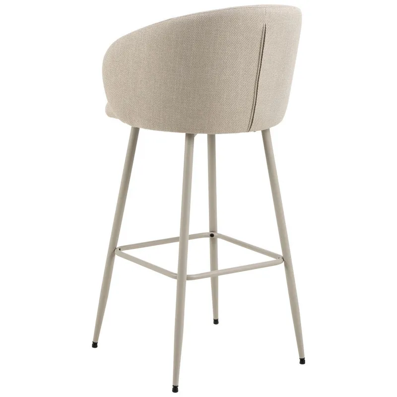 Bild 2 för ACT NORDIC Eleanor barstol, med ryggst&ouml;d, armst&ouml;d och fotst&ouml;d - beige tyg och gr&aring;tt st&aring;l