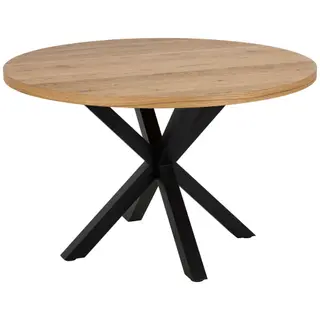 Produktfoto för ACT NORDIC Heaven matbord, runt - naturlig vild ekfan&eacute;r och svart metall (&Oslash;120)