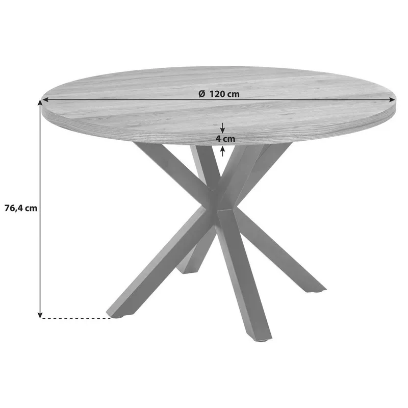 Bild 4 för ACT NORDIC Heaven matbord, runt - naturlig vild ekfan&eacute;r och svart metall (&Oslash;120)