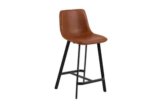 Produktfoto för ACT NORDIC I_Oregon b&auml;nkstol, med ryggst&ouml;d och fotst&ouml;d - cognac retro PU svart metall