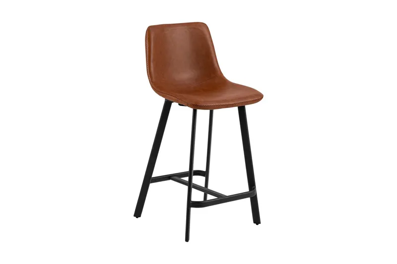 Bild 1 för ACT NORDIC I_Oregon b&auml;nkstol, med ryggst&ouml;d och fotst&ouml;d - cognac retro PU svart metall