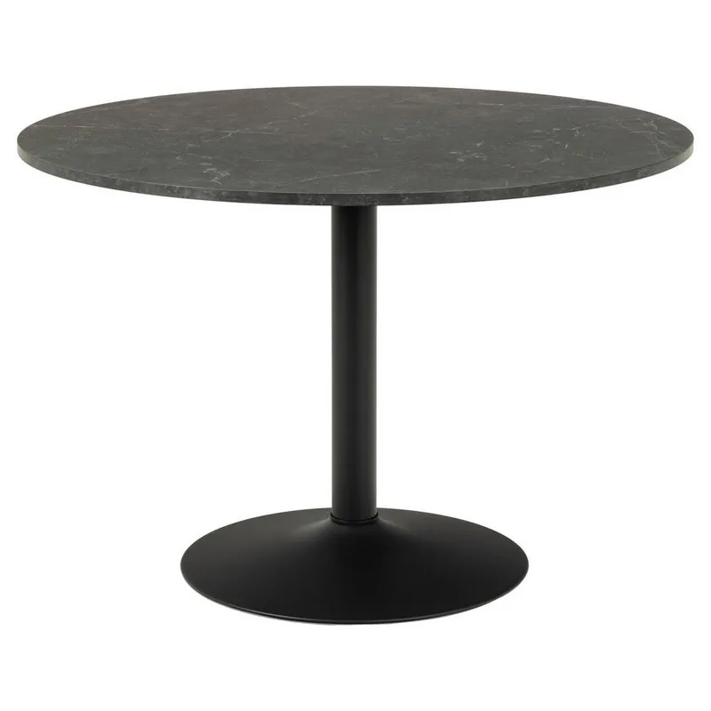Bild 1 för ACT NORDIC Ibiza Matbord, Runt - Svart Marmortryck Melamin och Svart Metall (&Oslash; 110 cm)