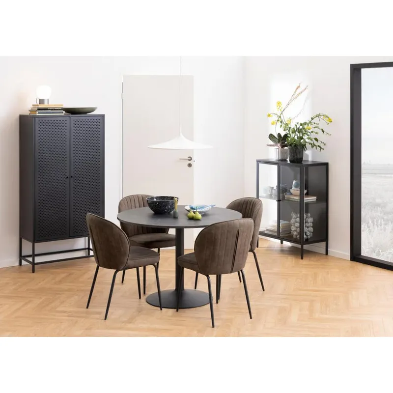 Bild 3 för ACT NORDIC Ibiza Matbord, Runt - Svart Marmortryck Melamin och Svart Metall (&Oslash; 110 cm)